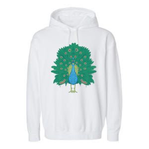 Peacock Bird Garment-Dyed Fleece Hoodie