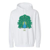 Peacock Bird Garment-Dyed Fleece Hoodie