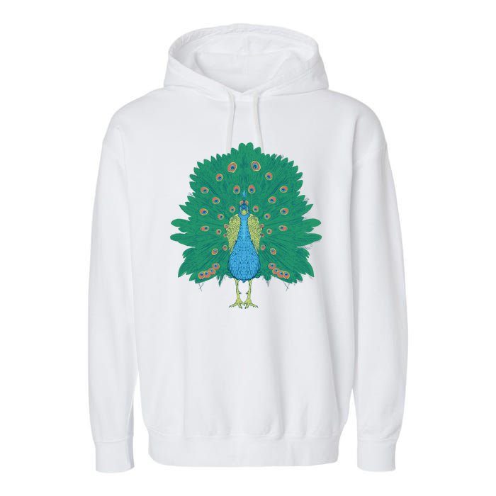 Peacock Bird Garment-Dyed Fleece Hoodie