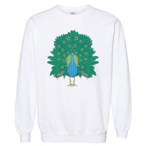 Peacock Bird Garment-Dyed Sweatshirt