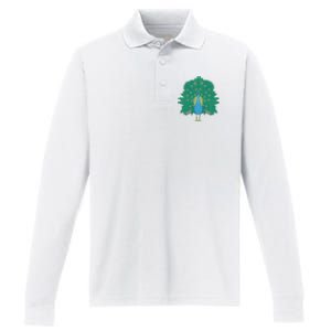 Peacock Bird Performance Long Sleeve Polo