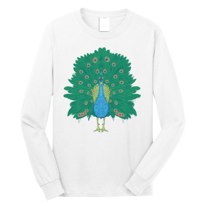 Peacock Bird Long Sleeve Shirt