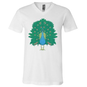 Peacock Bird V-Neck T-Shirt