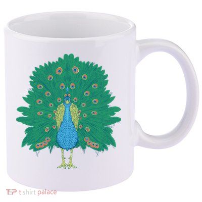 Peacock Bird 11oz C Handle Ceramic Mug