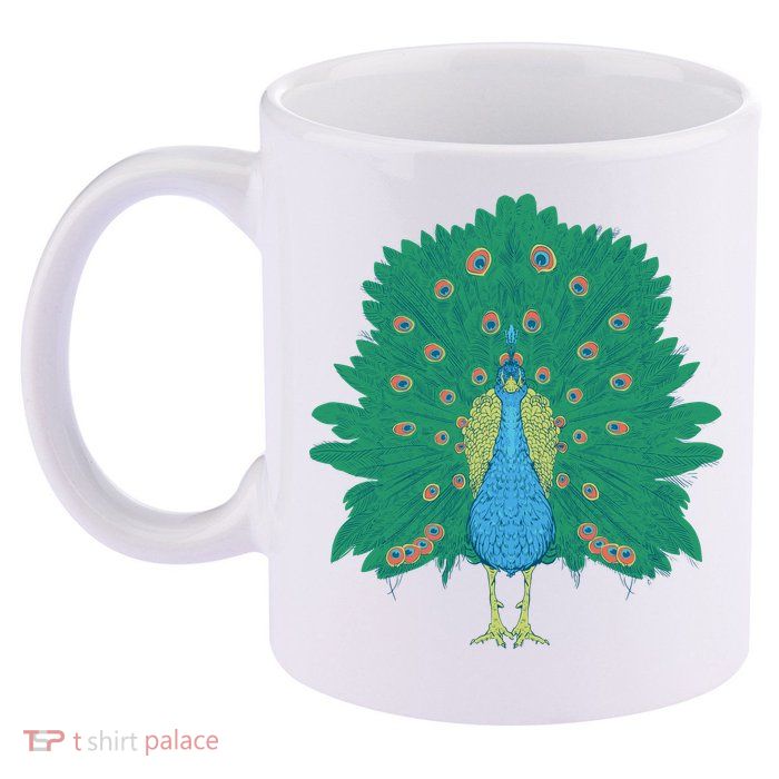 Peacock Bird 11oz C Handle Ceramic Mug