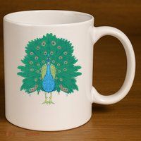 Peacock Bird 11oz C Handle Ceramic Mug