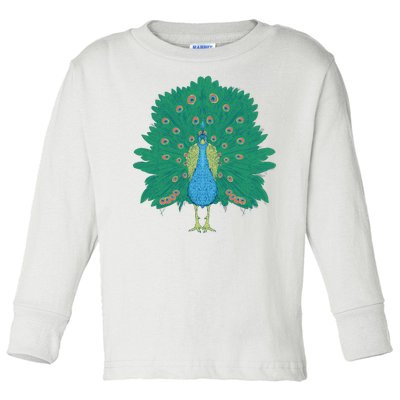 Peacock Bird Toddler Long Sleeve Shirt