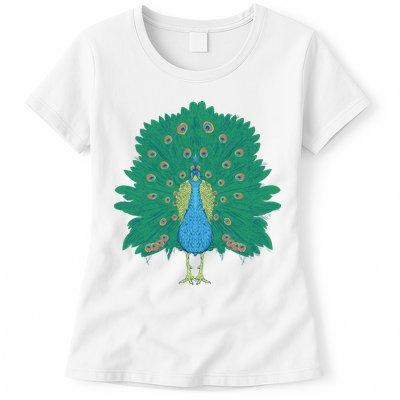 Peacock Bird Womens T-Shirt