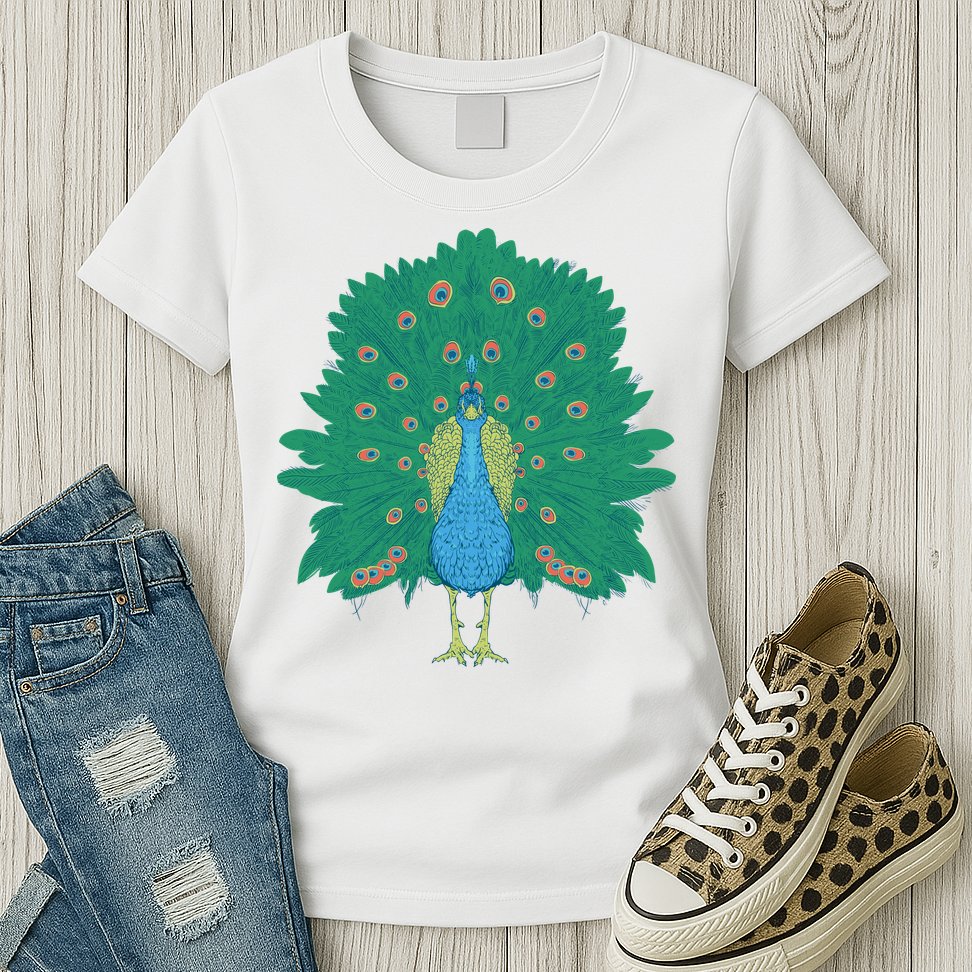 Peacock Bird Womens T-Shirt