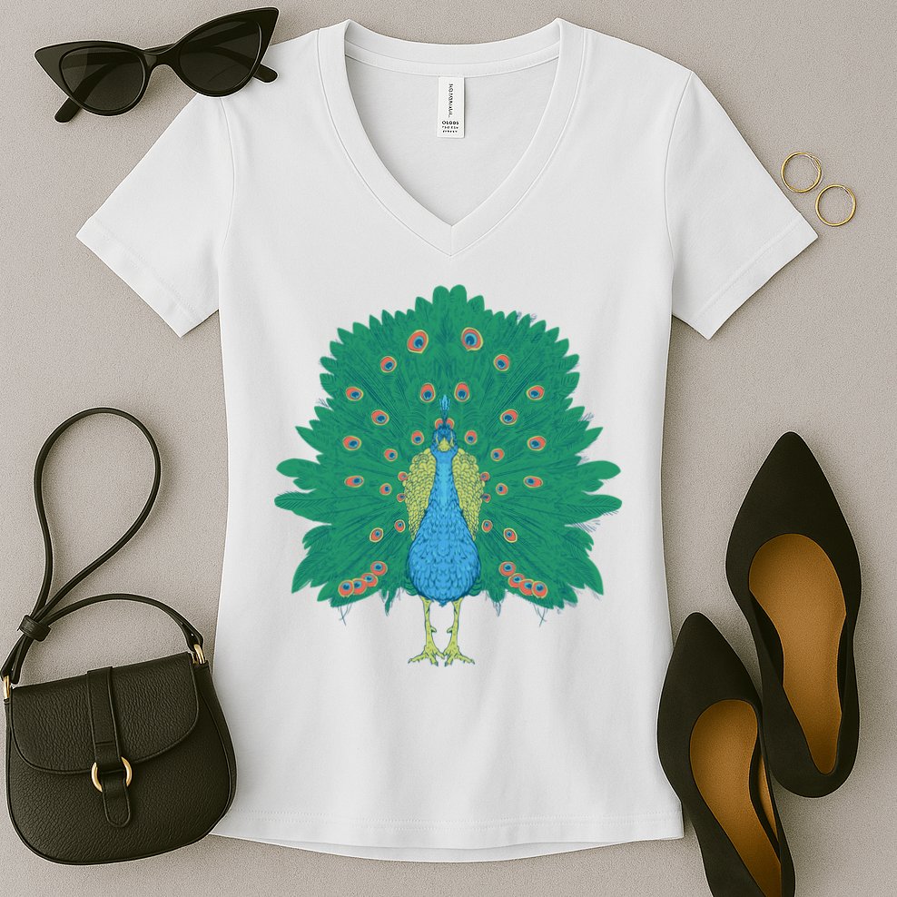 Peacock Bird Women's V-Neck T-Shirt