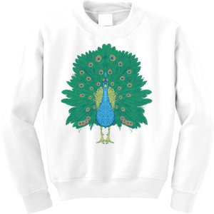 Peacock Bird Kids Sweatshirt