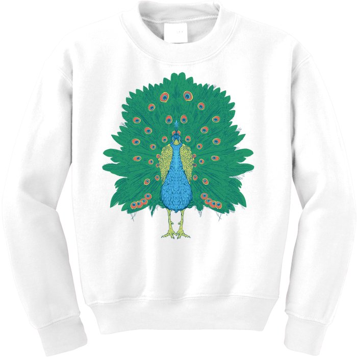 Peacock Bird Kids Sweatshirt