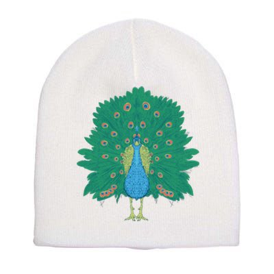 Peacock Bird Short Acrylic Beanie