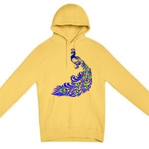 Peacock Colorful Illustration Premium Pullover Hoodie