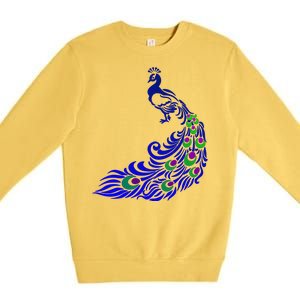 Peacock Colorful Illustration Premium Crewneck Sweatshirt