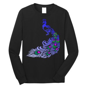 Peacock Colorful Illustration Long Sleeve Shirt