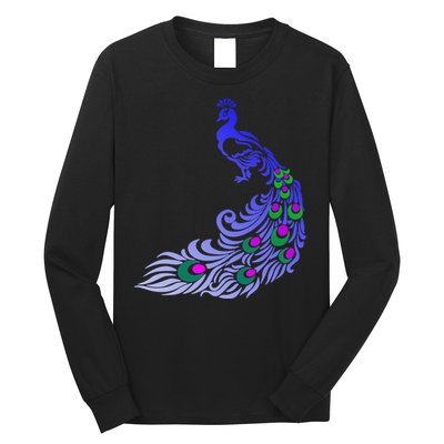 Peacock Colorful Illustration Long Sleeve Shirt