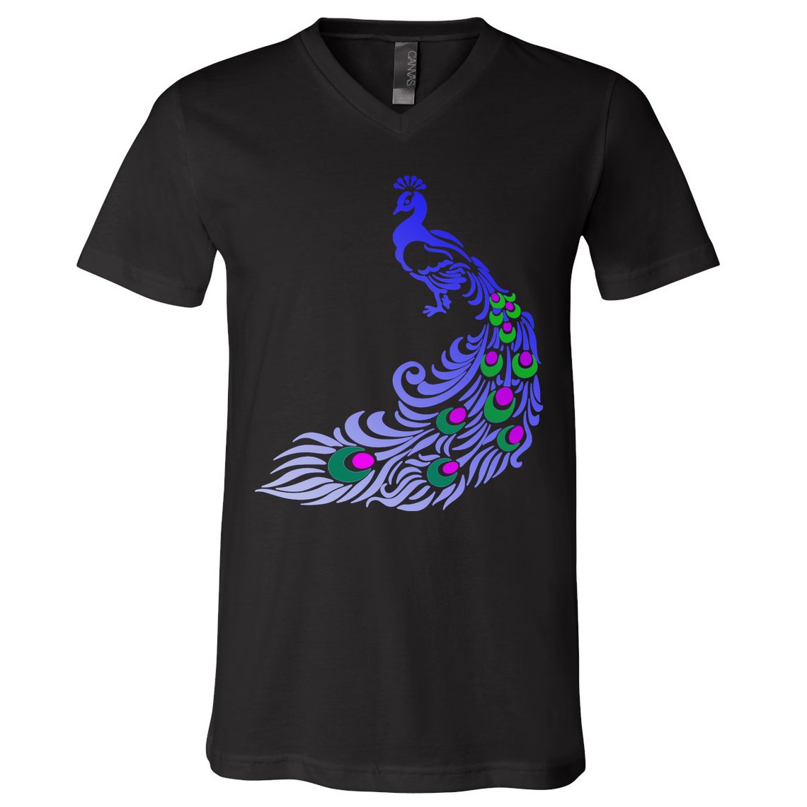 Peacock Colorful Illustration V-Neck T-Shirt