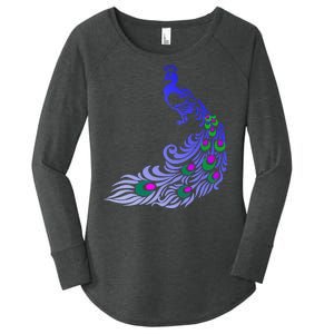 Peacock Colorful Illustration Women's Perfect Tri Tunic Long Sleeve Shirt