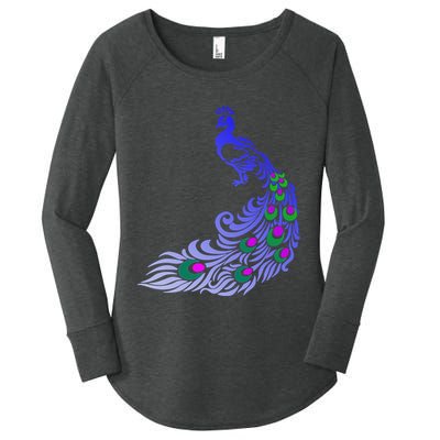 Peacock Colorful Illustration Women's Perfect Tri Tunic Long Sleeve Shirt