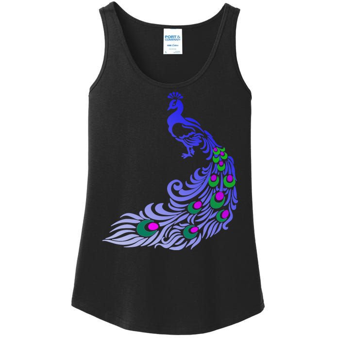 Peacock Colorful Illustration Ladies Essential Tank