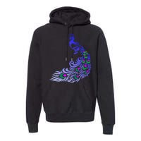 Peacock Colorful Illustration Premium Hoodie