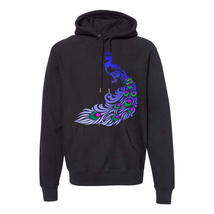 Peacock Colorful Illustration Premium Hoodie