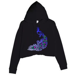 Peacock Colorful Illustration Crop Fleece Hoodie