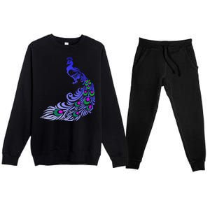 Peacock Colorful Illustration Premium Crewneck Sweatsuit Set