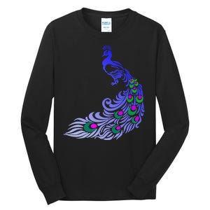 Peacock Colorful Illustration Tall Long Sleeve T-Shirt