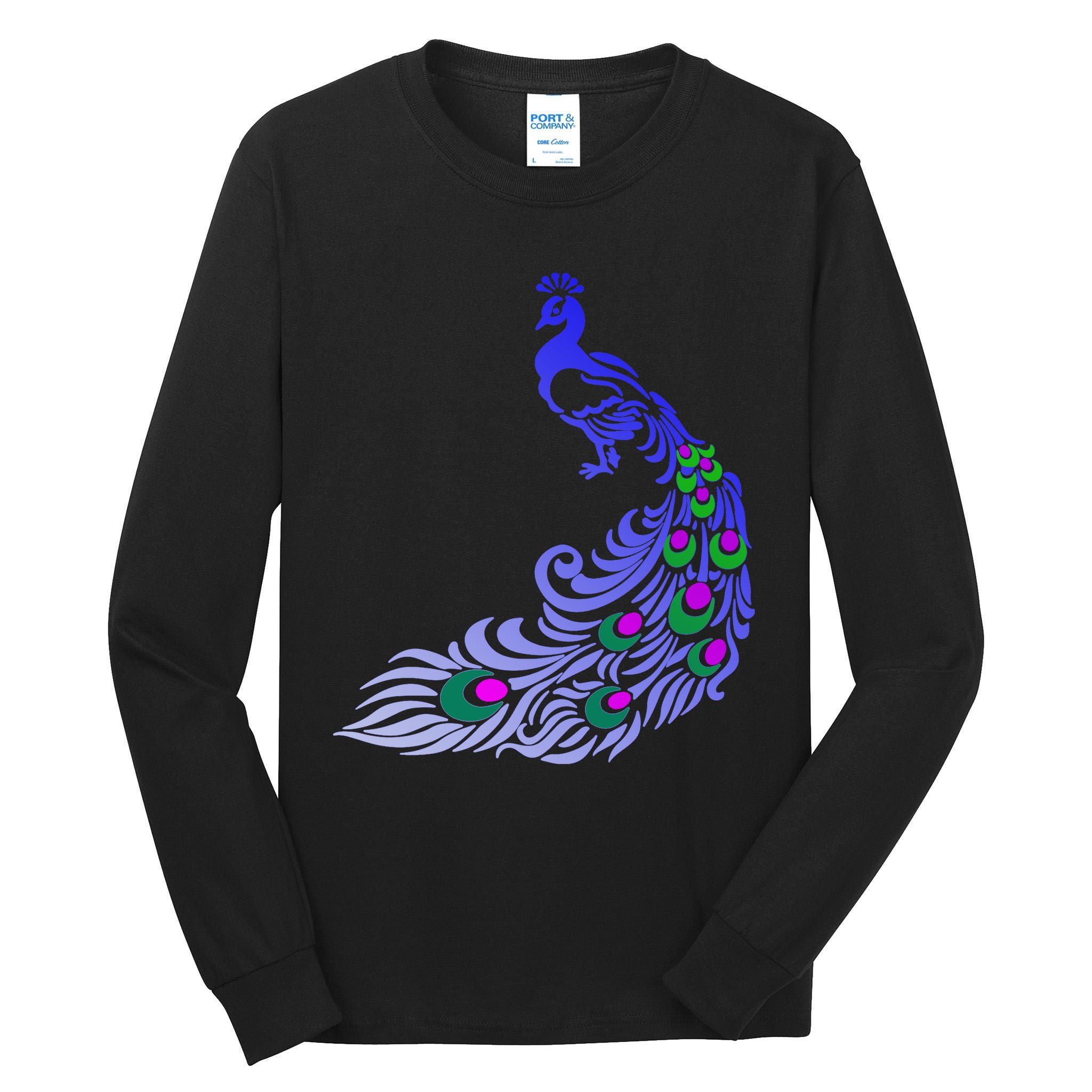 Peacock Colorful Illustration Tall Long Sleeve T-Shirt