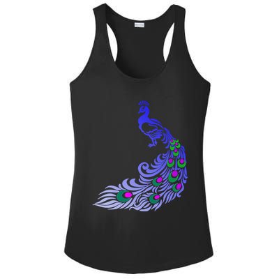 Peacock Colorful Illustration Ladies PosiCharge Competitor Racerback Tank