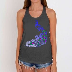 Peacock Colorful Illustration Women's Knotted Racerback Tank