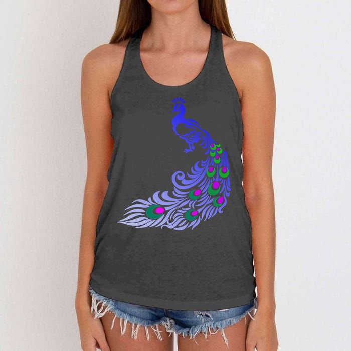 Peacock Colorful Illustration Women's Knotted Racerback Tank