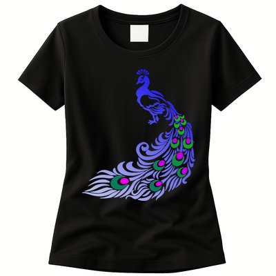 Peacock Colorful Illustration Womens T-Shirt
