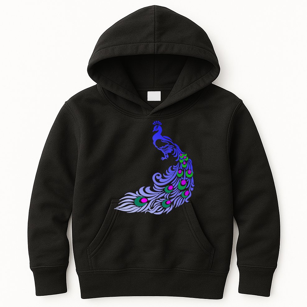 Peacock Colorful Illustration Kids Hoodie