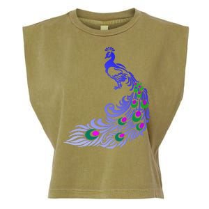 Peacock Colorful Illustration Garment-Dyed Women's Muscle Tee