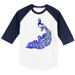 Peacock Colorful Illustration Baseball Sleeve Shirt