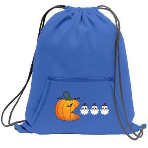 Pumpkin Eating Boo Ghost Gamer Halloween Gift Sweatshirt Cinch Pack Bag