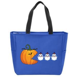 Pumpkin Eating Boo Ghost Gamer Halloween Gift Zip Tote Bag