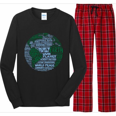 Protect Earth Blue Green Words For Earth Long Sleeve Pajama Set