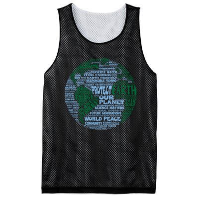 Protect Earth Blue Green Words For Earth Mesh Reversible Basketball Jersey Tank