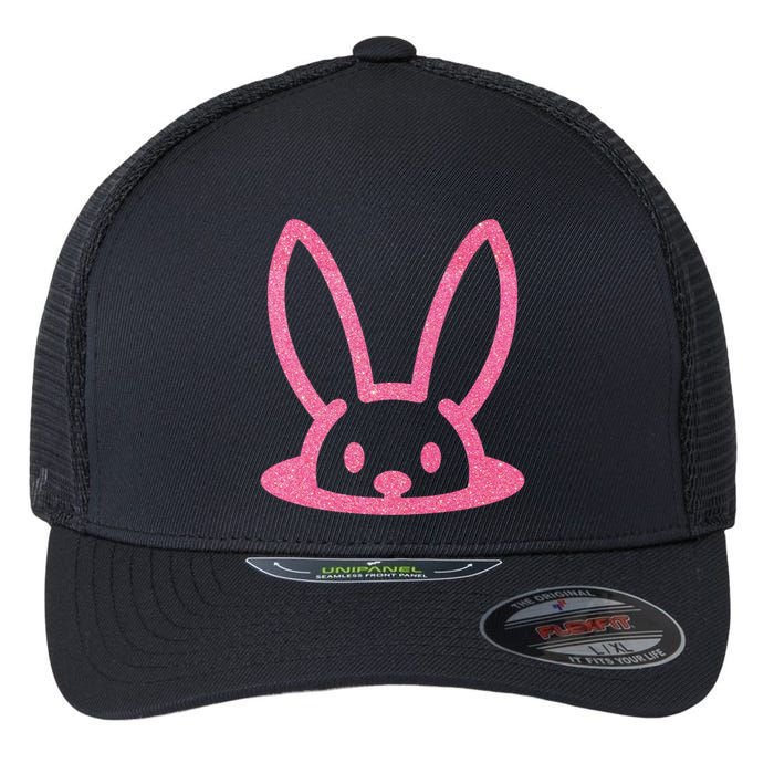 Peaking Easter Bunny Cute Flexfit Unipanel Trucker Cap