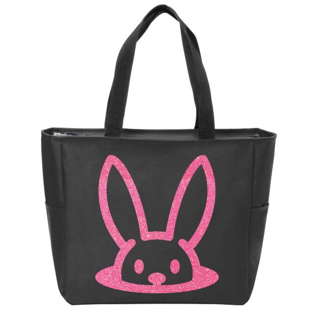 Peaking Easter Bunny Cute Zip Tote Bag