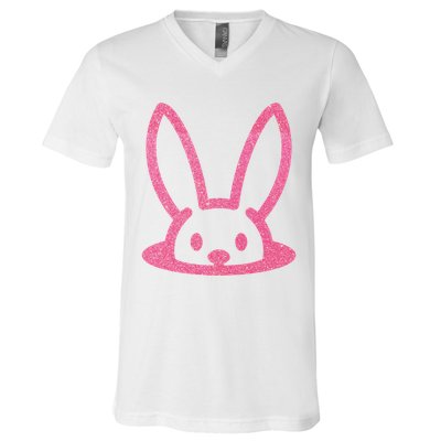 Peaking Easter Bunny Cute V-Neck T-Shirt