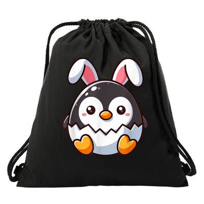 Penguin Easter Bunny Drawstring Bag