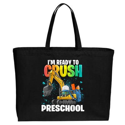 Preschool Excavator Construction Back To School Boy Cotton Canvas Jumbo Tote