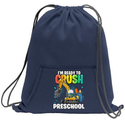 Preschool Excavator Construction Back To School Boy Sweatshirt Cinch Pack Bag