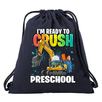 Preschool Excavator Construction Back To School Boy Drawstring Bag