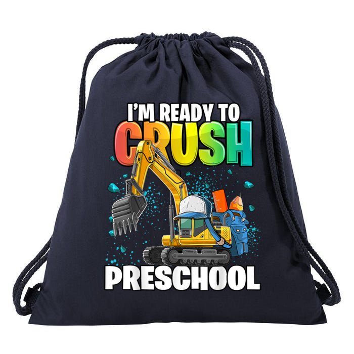 Preschool Excavator Construction Back To School Boy Drawstring Bag